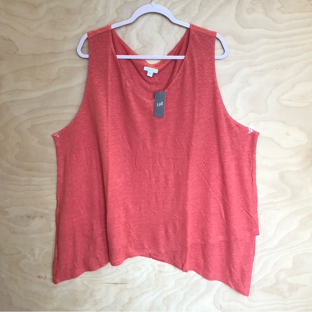 J. Jill Sleeveless Boxy Fit Tank Top Red Linen Blend NWT Women Plus Size 4X.